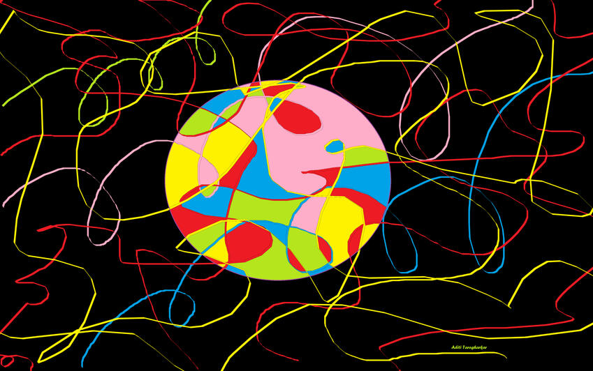 Ball of Yarn - cool, modern, intuitive and colorful abstract art